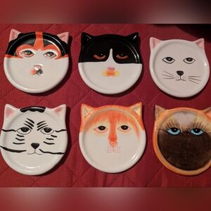 Bandwagon Inc Whimsical Cat Face Ceramic Coaster Set